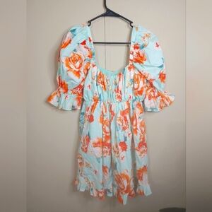 Buddy Love Floral Puffy Sleeve Ruffle Dress Women's Size S